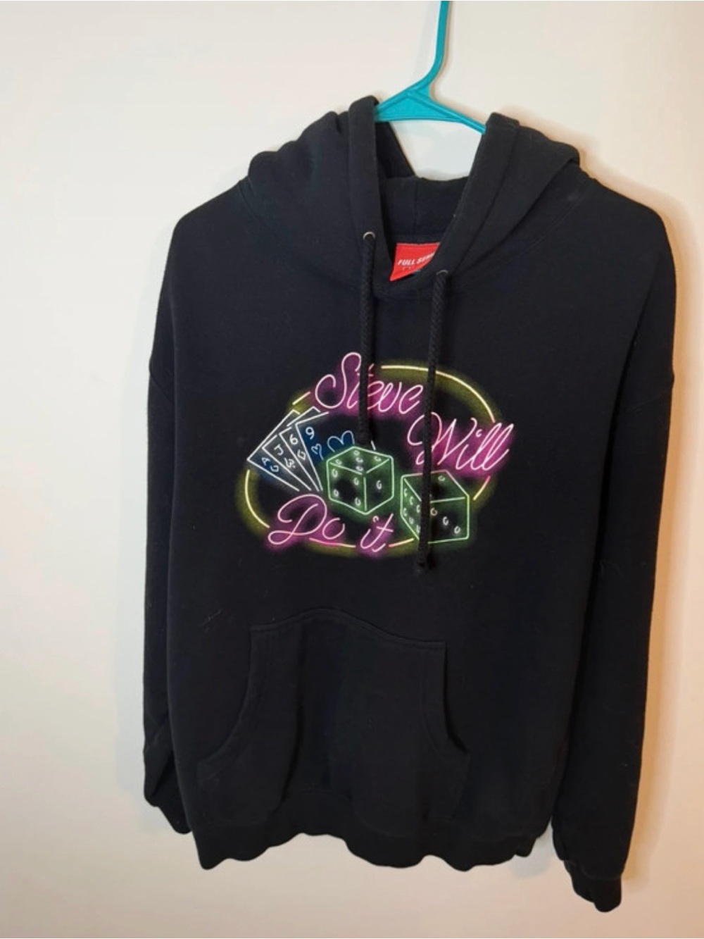 Black Graphic‎ Hoodie with Neon Dice Design
